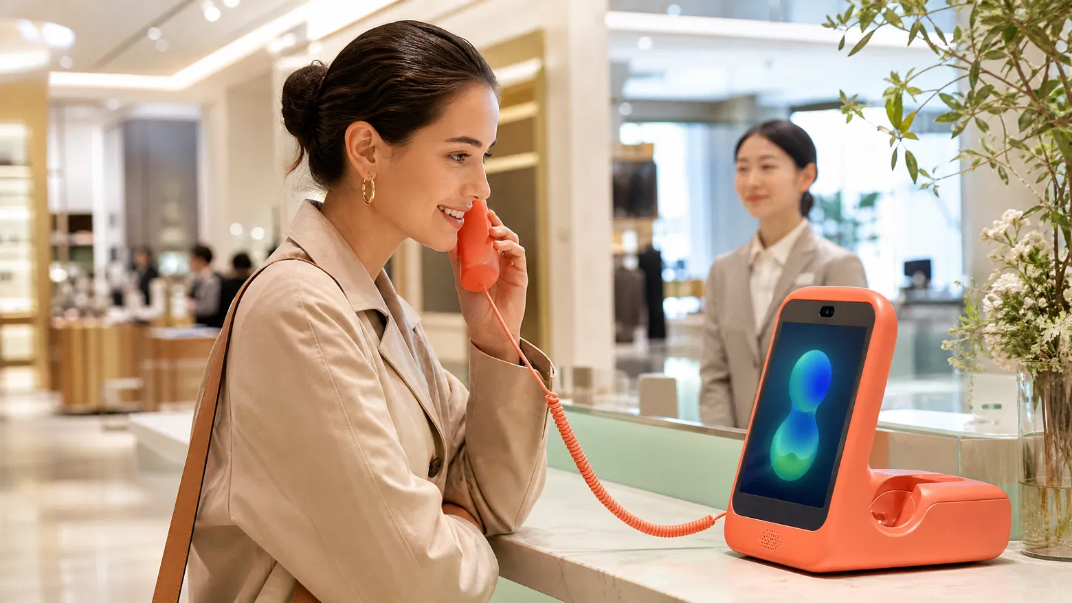 店舗カウンターでAIVEP CONCIERGEを利用するイメージ